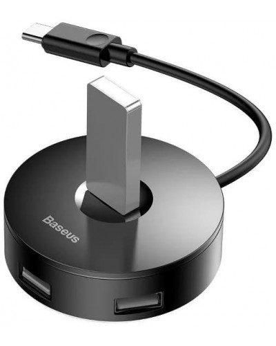 HUB USB-C Baseus Airjoy Round Box 4 Porturi | USB3.0 + 3x USB2.0 Negru